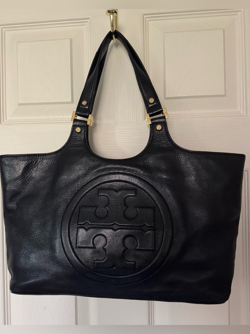 Tory Burch Bombe Leather Tote Shoulderbag Black
